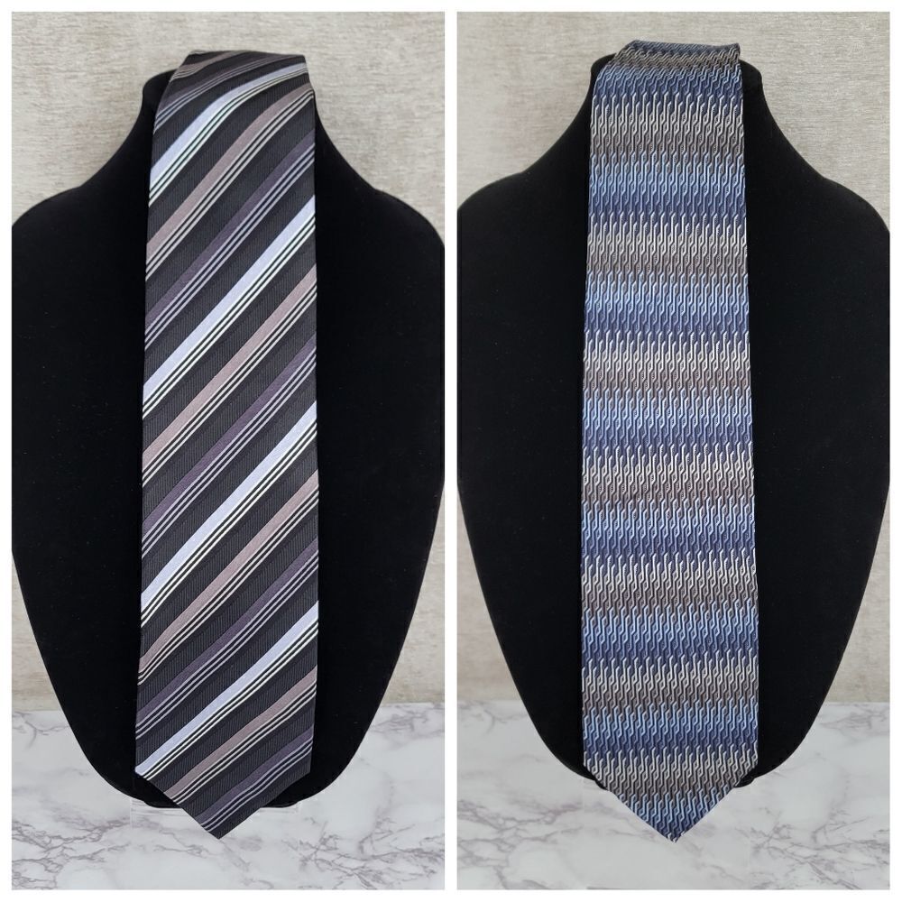 Kilburne and Finch Silk Ties Men's Necktie Lot of 2 Blue Gray